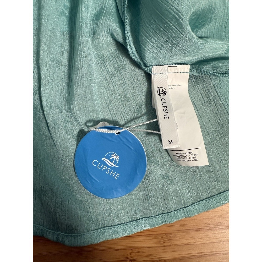 Cupshe Teal Floral-Texture Maxi Dress – Size M – Flowy Beach/Resort Style - Picture 3 of 5